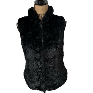 CAbi #698 Faux Fur reversible full zip vest, Medium
